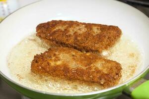 Frying a cordon bleu photo