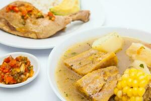 Traditional Colombian soup from the region of Valle del Cauca called sancocho photo