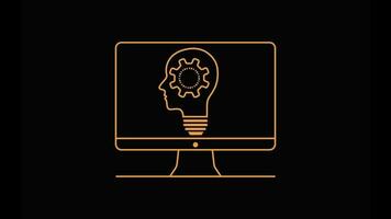 Human head and science icons The concept  An animation of Artificial Intelligence in a line art style video