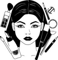 maquillaje - minimalista y plano logo - vector ilustración