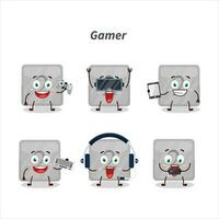 Silver first button cartoon character are playing games with various cute emoticons vector