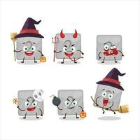 Halloween expression emoticons with cartoon character of silver first button vector