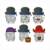 Cartoon character of silver first button with various pirates emoticons vector