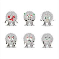 Silver medals ribbon cartoon character with nope expression vector