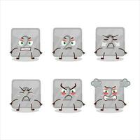 Silver first button cartoon character with various angry expressions vector