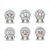 Silver medals ribbon cartoon character with sad expression vector