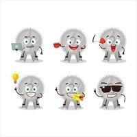 Silver medals ribbon cartoon character with various types of business emoticons vector