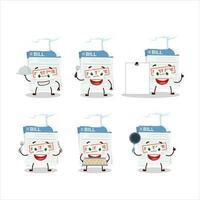 Cartoon character of bill paper with various chef emoticons vector