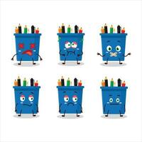 Office pencil stand cartoon character with nope expression vector