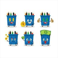 Office pencil stand cartoon character with cute emoticon bring money vector