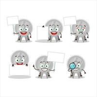 Silver medals ribbon cartoon character bring information board vector