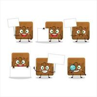 Third first button cartoon character bring information board vector