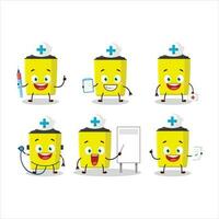 Doctor profession emoticon with yellow highlighter cartoon character vector