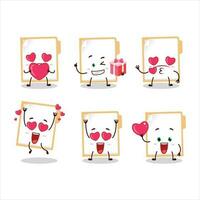 Brown manila folder cartoon character with love cute emoticon vector