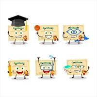 School student of certificate paper cartoon character with various expressions vector