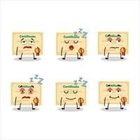 Cartoon character of certificate paper with sleepy expression vector