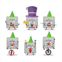 Cartoon character of silver first button with various circus shows vector