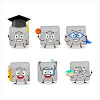 School student of silver first button cartoon character with various expressions vector