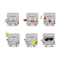 Silver first button cartoon character with various types of business emoticons vector