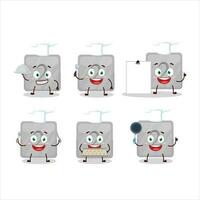 Cartoon character of silver first button with various chef emoticons vector