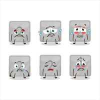 Silver first button cartoon character with sad expression vector