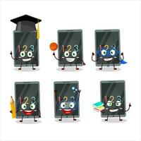 School student of numeric on tablet cartoon character with various expressions vector