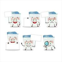 Bill paper cartoon character bring information board vector