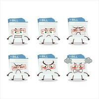 Bill paper cartoon character with various angry expressions vector