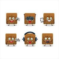 Third first button cartoon character are playing games with various cute emoticons vector