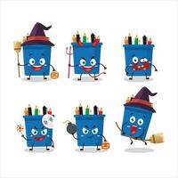 Halloween expression emoticons with cartoon character of office pencil stand vector