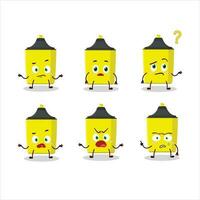 Cartoon character of yellow highlighter with what expression vector