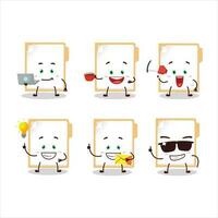 Brown manila folder cartoon character with various types of business emoticons vector