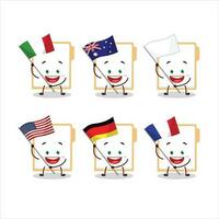 Brown manila folder cartoon character bring the flags of various countries vector