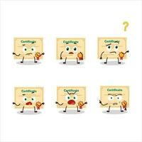 Cartoon character of certificate paper with what expression vector