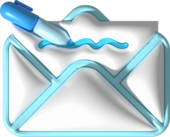ilustração 3d . uma caneta para escrever uma carta ou e-mail. texto Mensagens conceito png