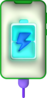 illustration 3d mobile phone showing charging status and level minimalist style icon png