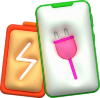 ilustração 3d Móvel telefone mostrando cobrando status e nível minimalista estilo ícone png