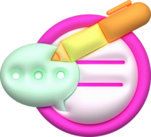 illustration 3d. Talking text writing pen icon. text messaging concept png