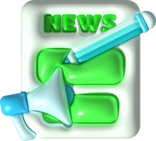 illustration 3d. Pen icon to write news announcement text. png