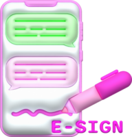 ilustración 3d. hablando texto escritura bolígrafo icono en teléfono inteligente texto mensajería concepto png