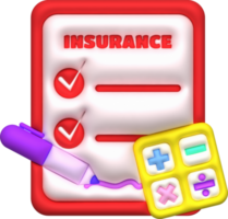 illustration 3D. Pen icon to write text and think about insurance. png