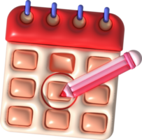 illustration 3d. påminnelse kalender penna skrivning ikon. png