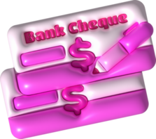 ilustración 3d. banco cheque bolígrafo escritura icono. png