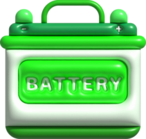 illustration 3d, battery with positive terminal, negative terminal icon, minimal style png