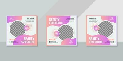 Beauty salon and spa promotion social media post template vector