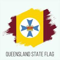 Grunge Australian State Queensland Vector Flag Design Template