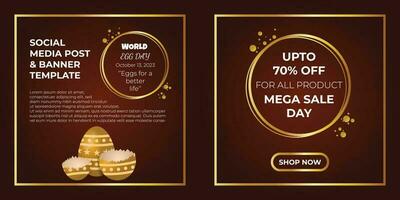 World egg day golden template illustration vector