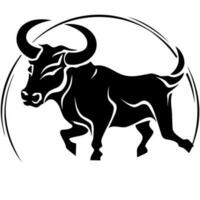 animal mamífero toro logo negro y blanco silueta vector