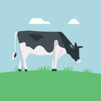 animal mammal cow in a grass field vector