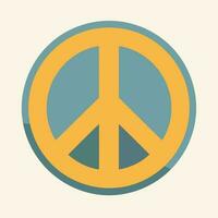 yellow peace symbol in a blue circle vector